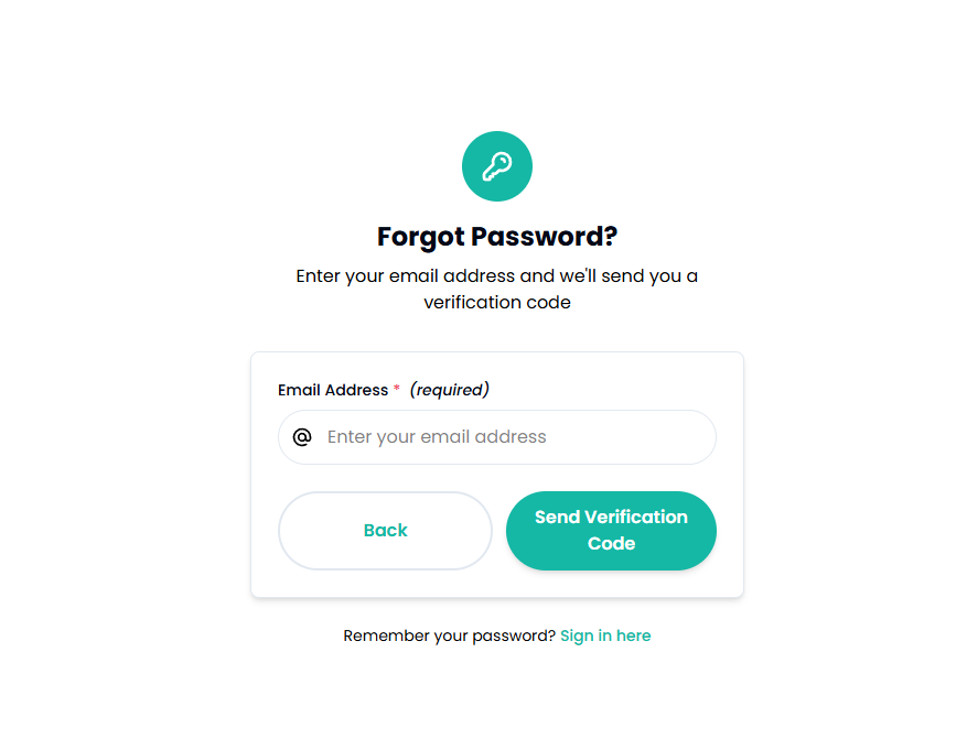 Password Reset Screen