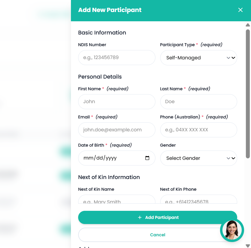 Add Participant Form