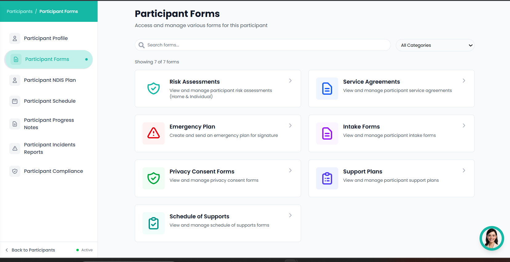 Participant Forms Tab